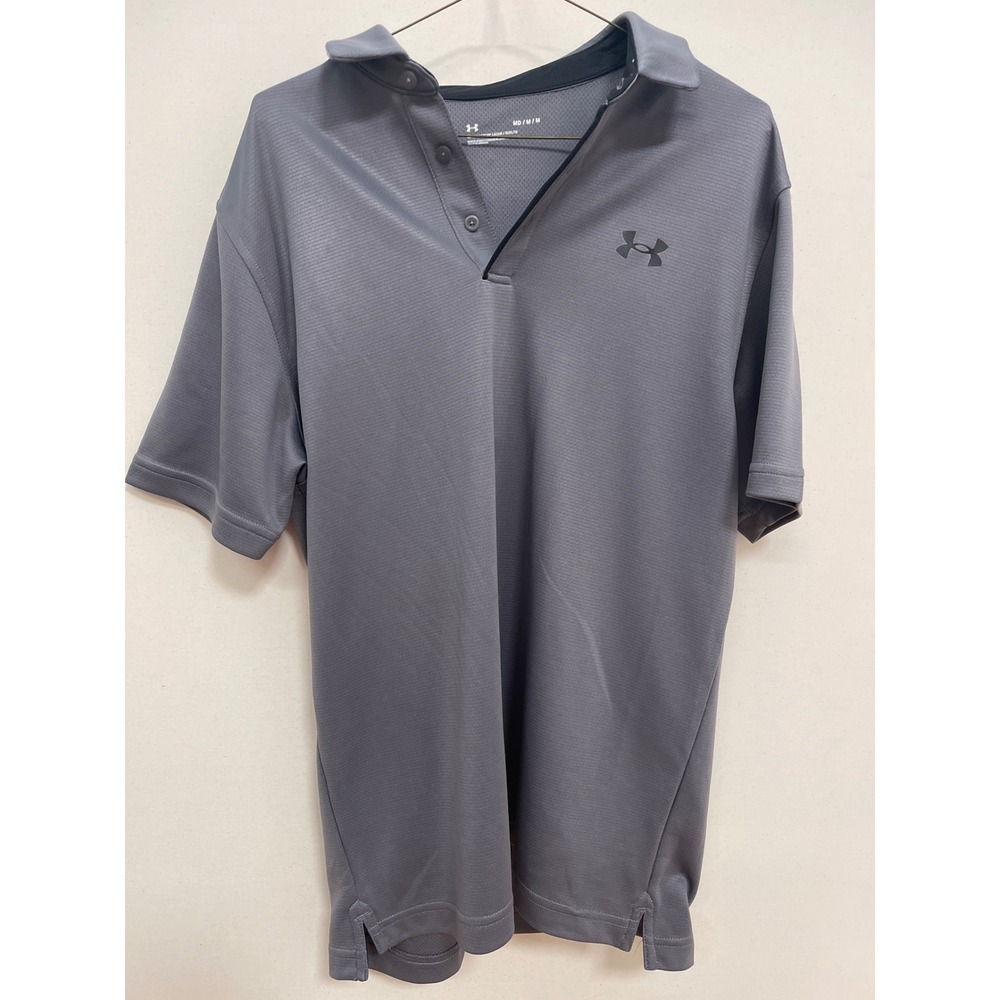 Under Armour Mens Loose Fit HeatGear Polo Shirt Grey Short Sleeve Medium
